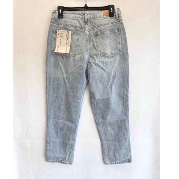 Simple Society Ripped Cropped Straight Jeans 7/28 Super High Rise Distressed - Picture 2 of 5